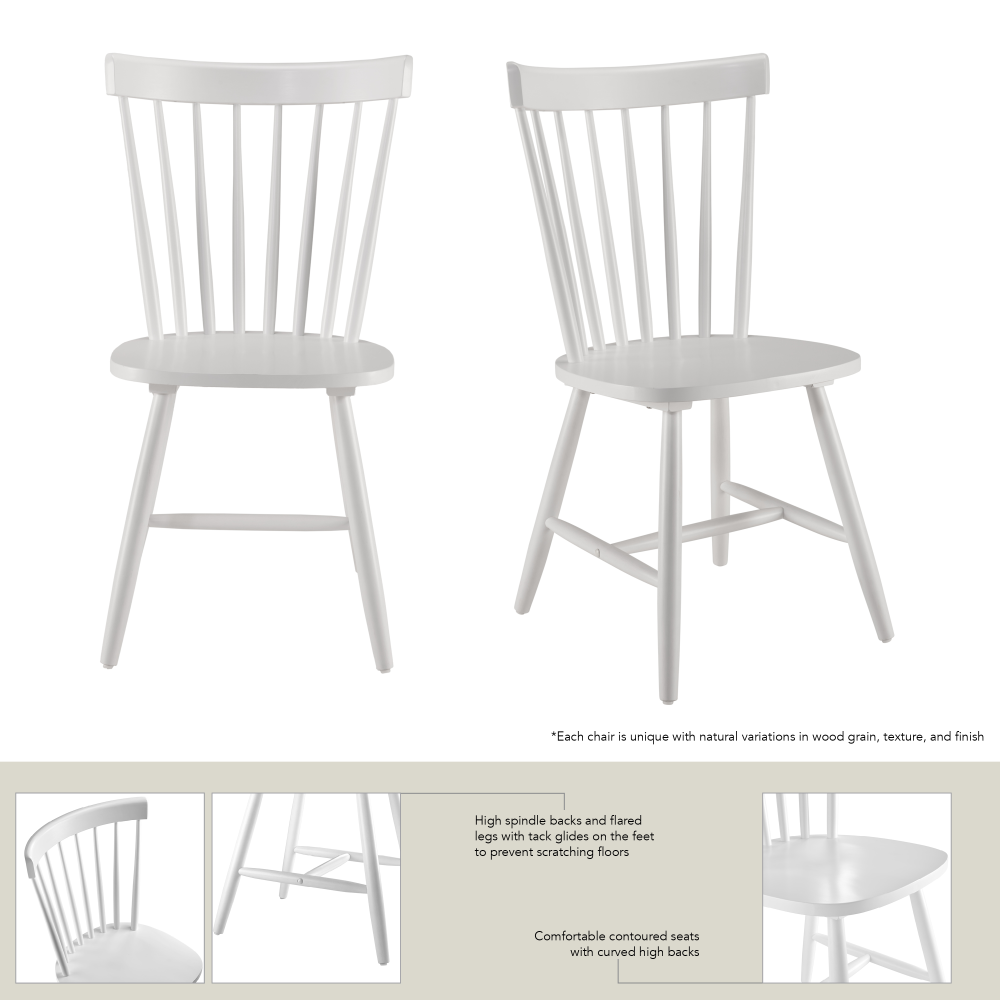 Shop Bush Furniture Windsor High Back Spindle Dining Chairs - Set of 2, Image 06, WDNCH02WHP-03, #color_white paint