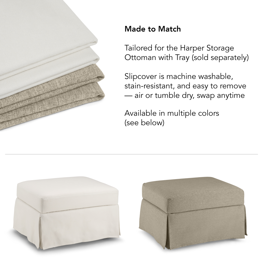 Shop Bush Home Harper Slipcover for Bush Home Harper Storage Ottoman with Tray, Image 07, HROS04IYB-03, #color_ivory basketweave fabric