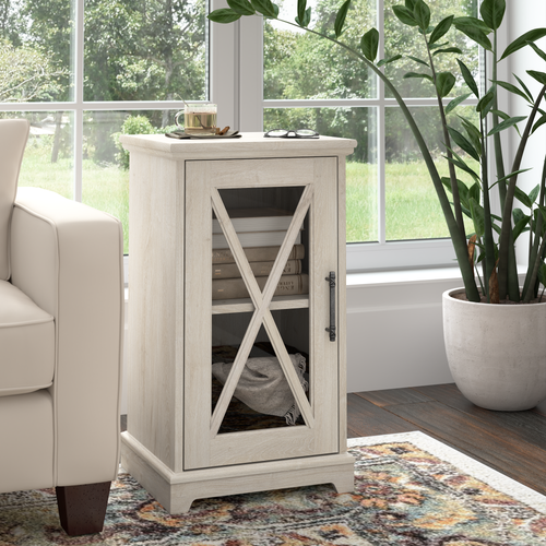 Shop Bush Furniture Lennox Small Farmhouse End Table with Storage, Image 02, LET118LW-03, #color_linen white oak
