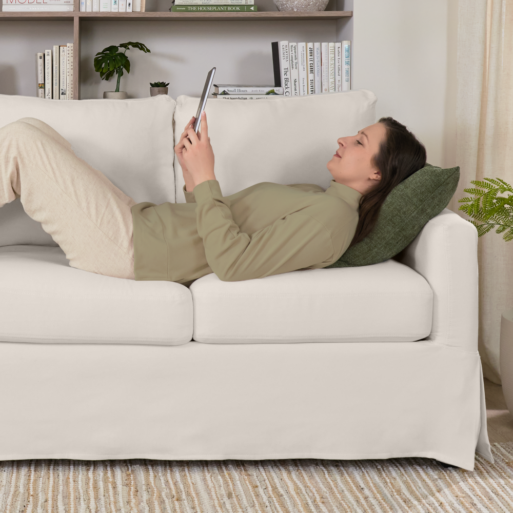 Shop Bush Home Harper 80W Sofa and 2 Swivel Accent Chairs with Slipcovers, Image 03, HAR008IYB, #color_ivory basketweave fabric