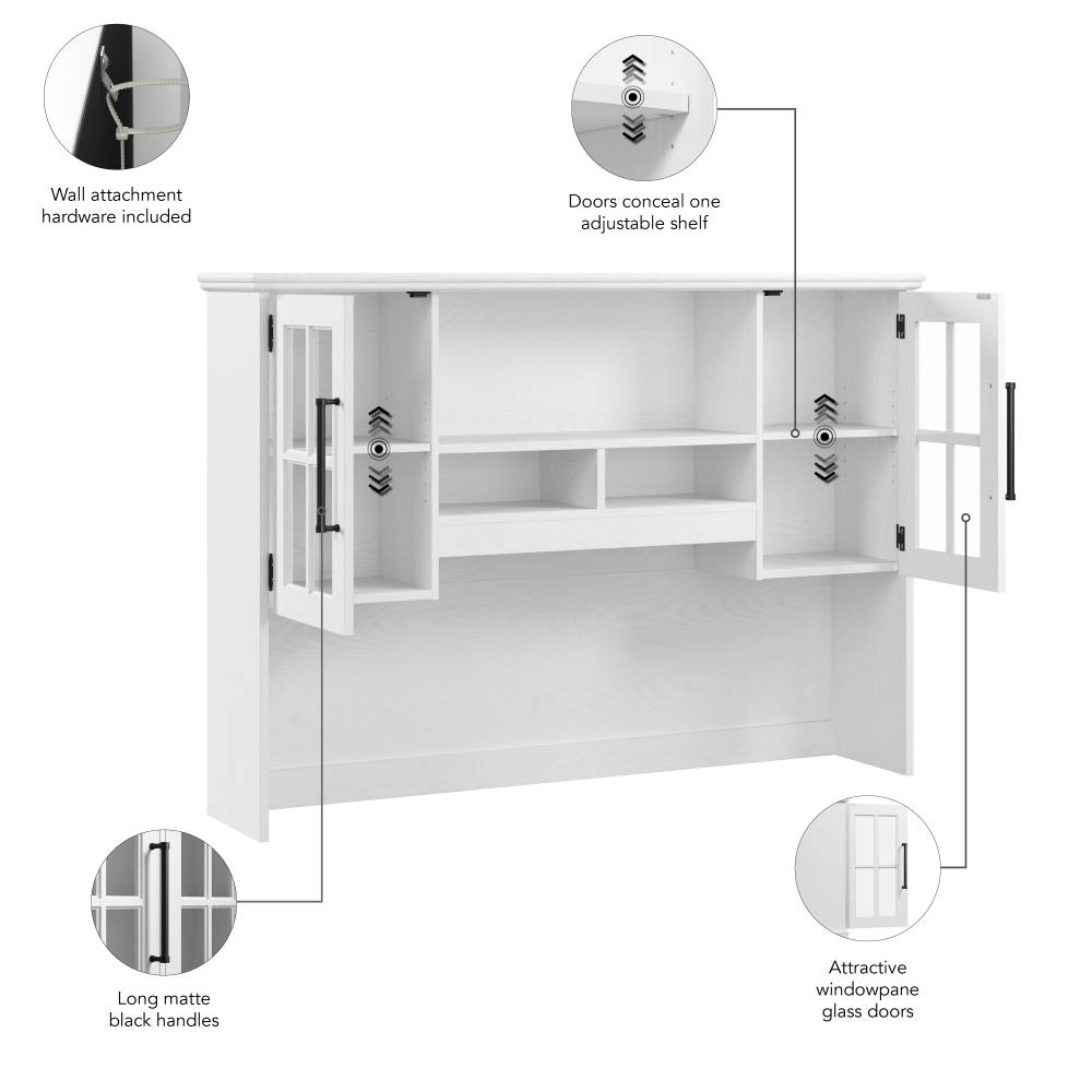Shop Bush Furniture Westbrook 60W Computer Desk Hutch, Image 08, WBH160WAS-03, #color_white ash