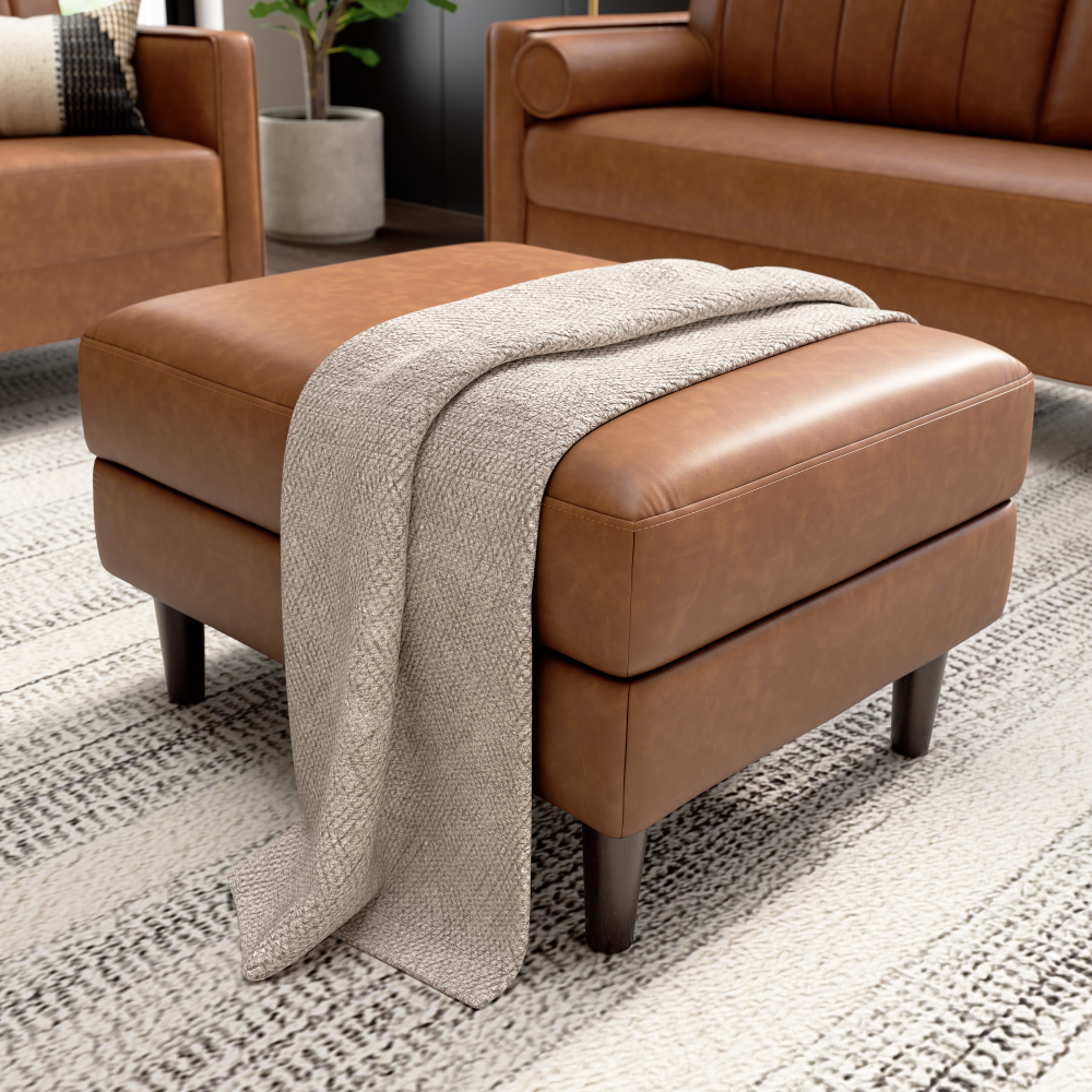 Shop Bush Home Max Storage Ottoman with Tray, Image 02, MXO130BCL-03, #color_buffed camel leather