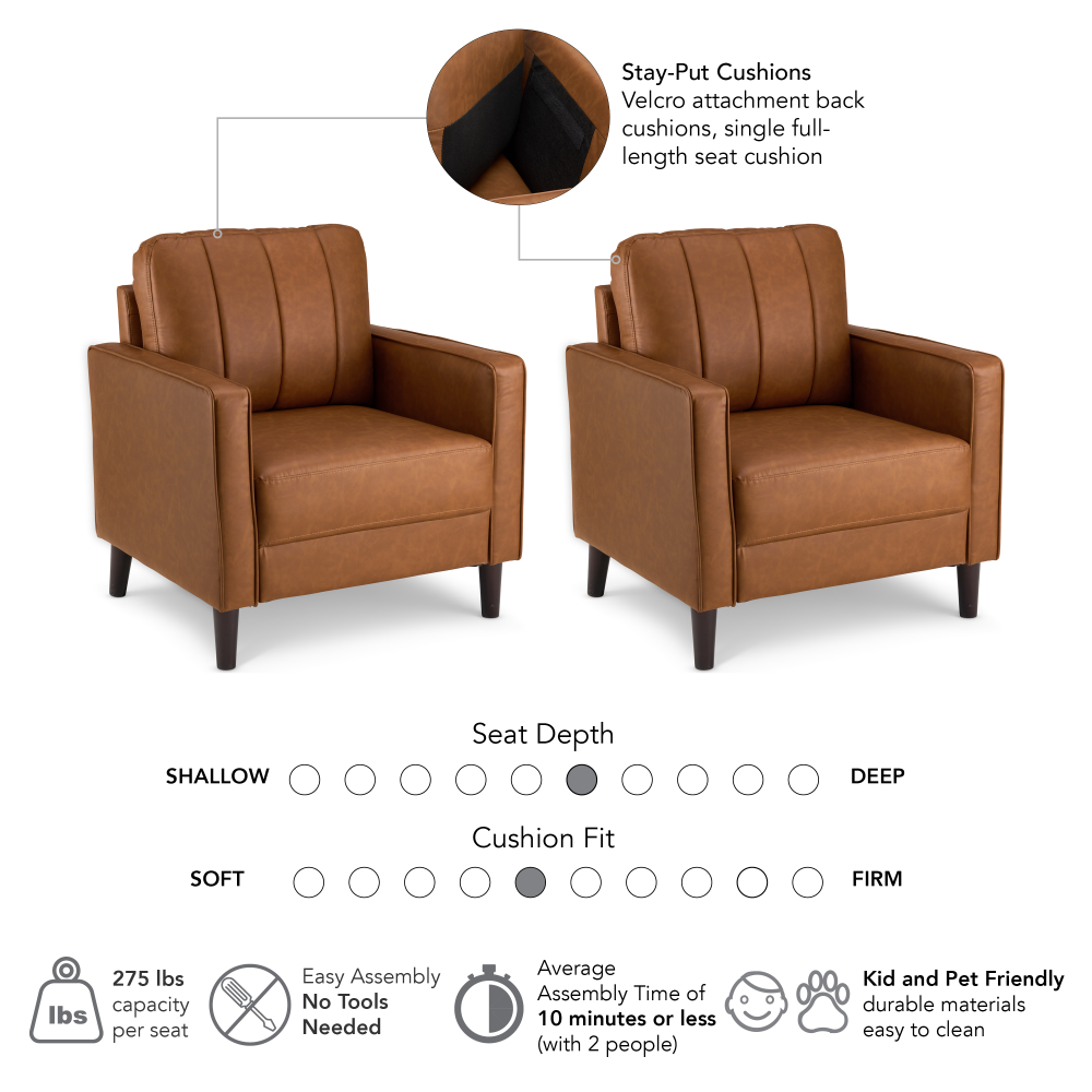 Shop Bush Home Max 32W Accent Chair - Set of 2, Image 06, MAX001BCL, #color_buffed camel leather