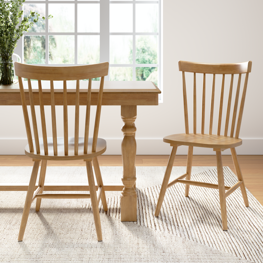 Shop Bush Furniture Windsor High Back Spindle Dining Chairs - Set of 2, Image 02, WDNCH02NHS-03, #color_natural honey brown