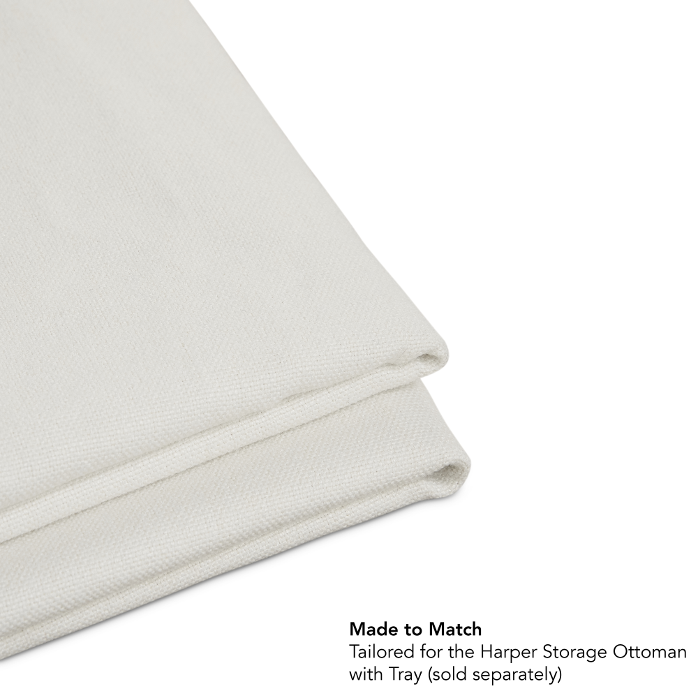 Shop Bush Home Harper Slipcover for Bush Home Harper Storage Ottoman with Tray, Image 06, HROS04IYB-03, #color_ivory basketweave fabric