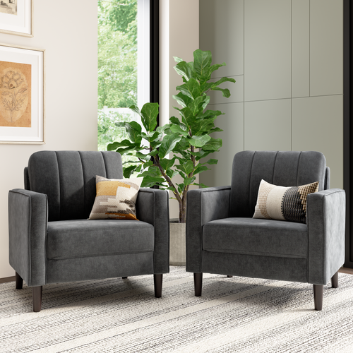 Shop Bush Home Max 32W Accent Chair - Set of 2, Image 02, MAX001IGC, #color_iron gray chenille fabric