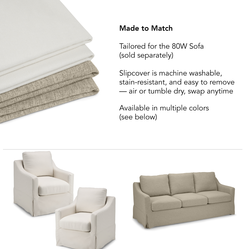 Shop Bush Home Harper Slipcover for Bush Home Harper 80W Sofa, Image 07, HRJS02IYB-03, #color_ivory basketweave fabric