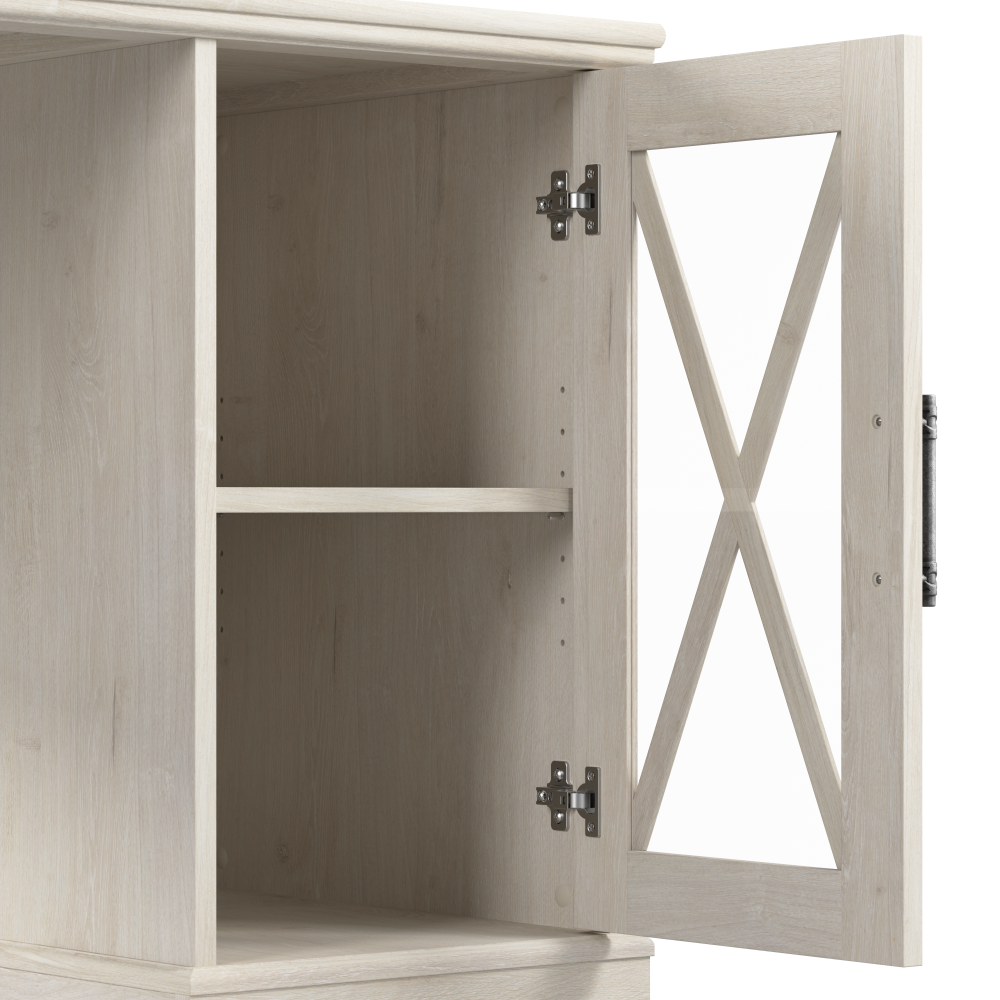 Shop Bush Furniture Lennox 60W Farmhouse L Shaped Desk with Storage Cabinets, Image 04, LEN018LW, #color_linen white oak