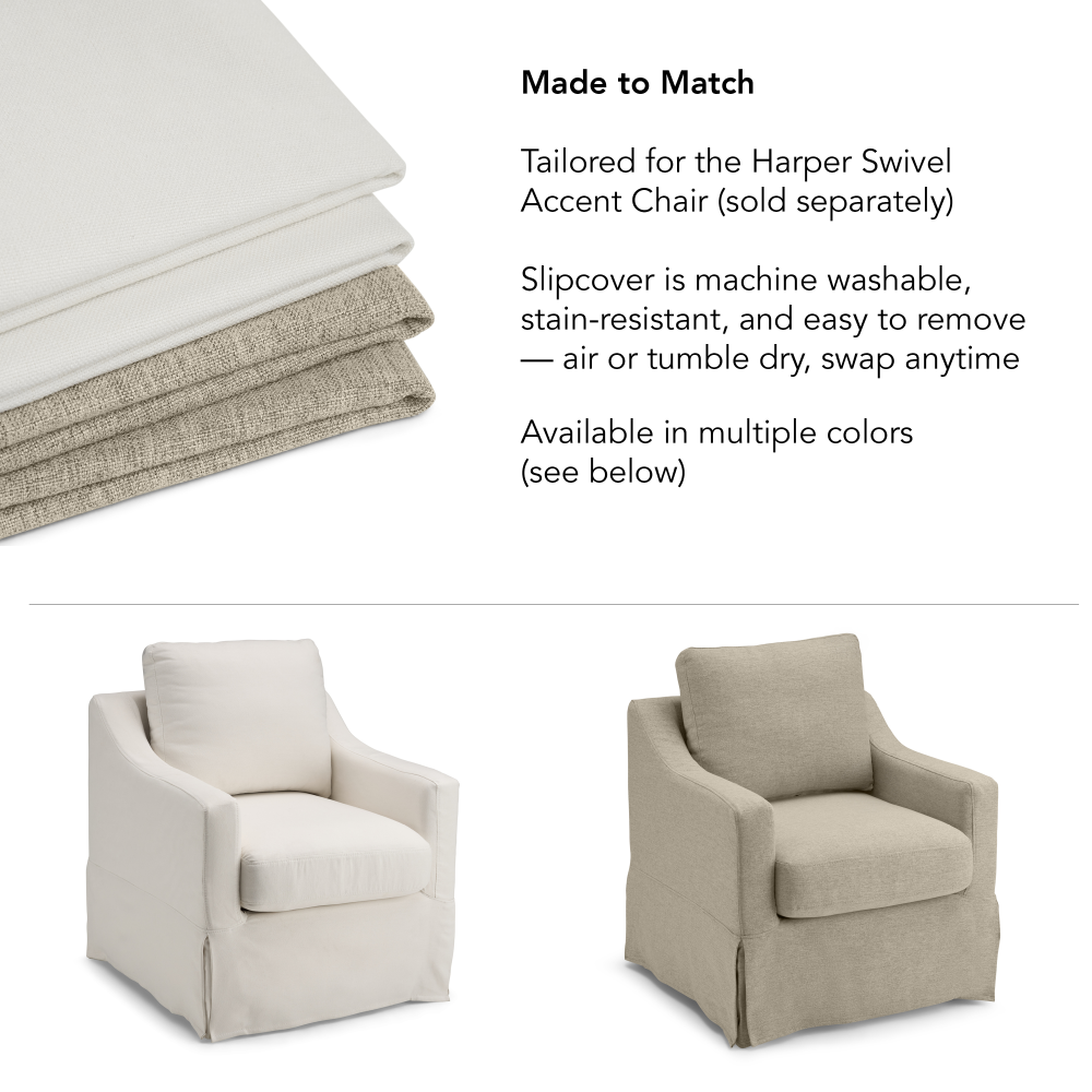 Shop Bush Home Harper Slipcover for Bush Home Harper Swivel Accent Chair, Image 07, HRKS01IYB-03, #color_ivory basketweave fabric