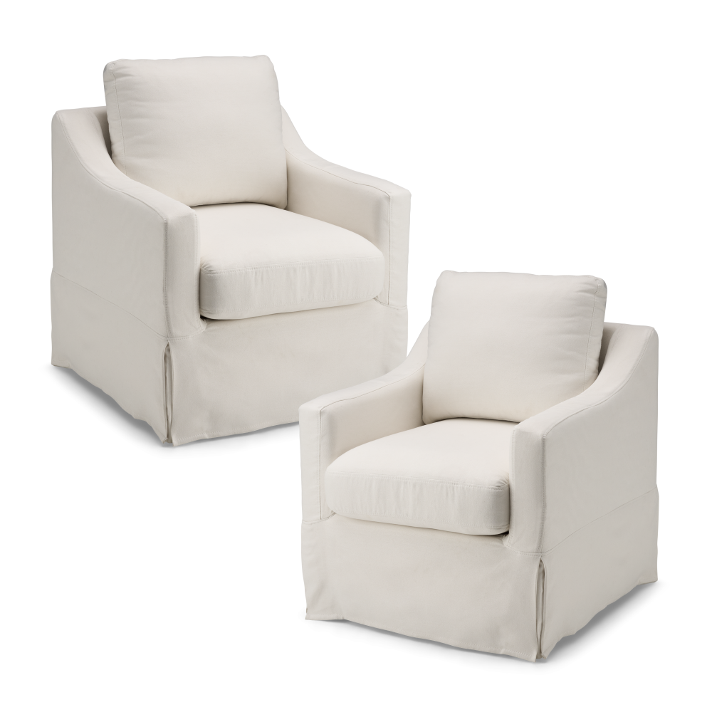 Shop Bush Home Harper Swivel Accent Chairs with Slipcovers - Set of 2, Image 01, HAR001IYB, #color_ivory basketweave fabric