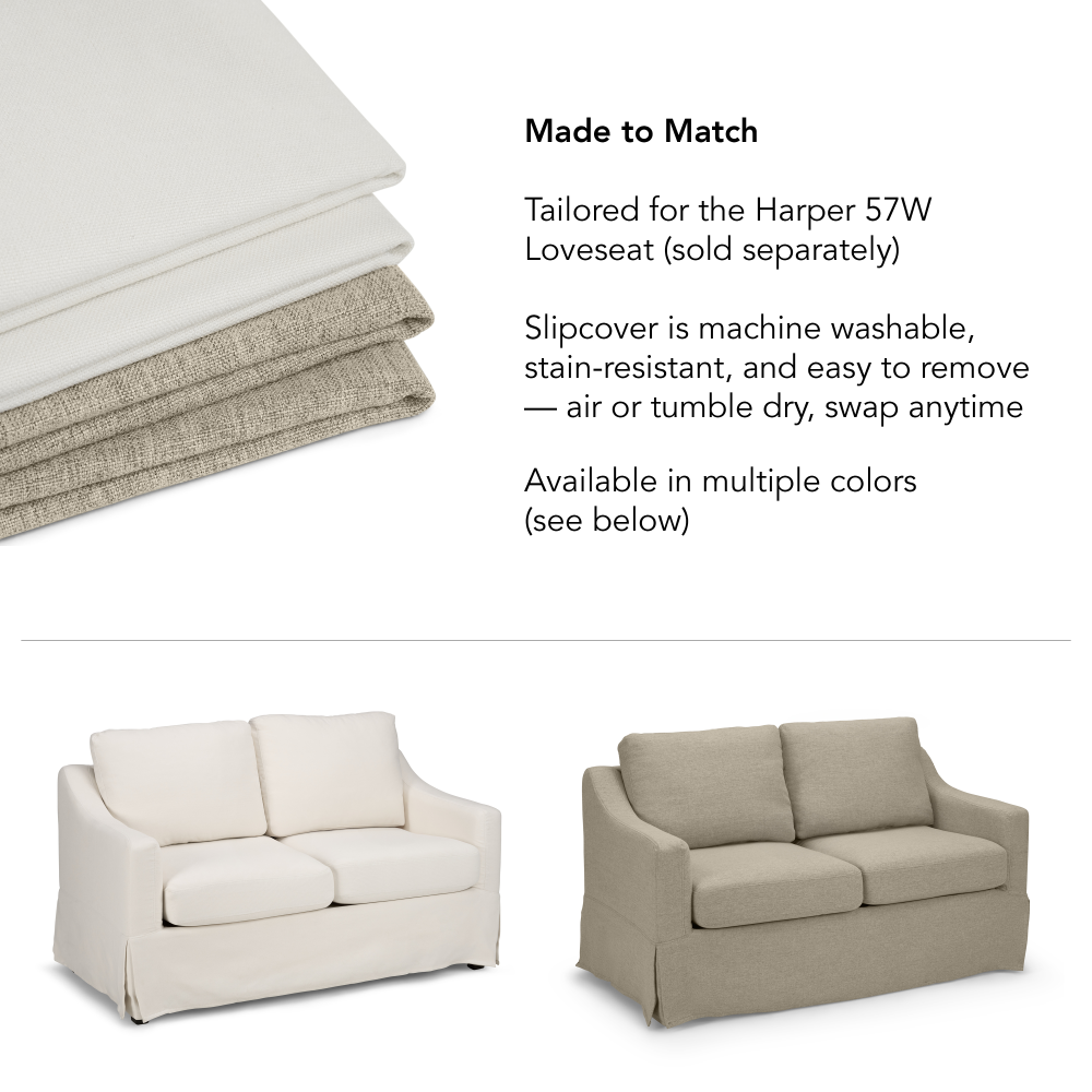 Shop Bush Home Harper Slipcover for Bush Home Harper 57W Loveseat, Image 07, HRJS03IYB-03, #color_ivory basketweave fabric
