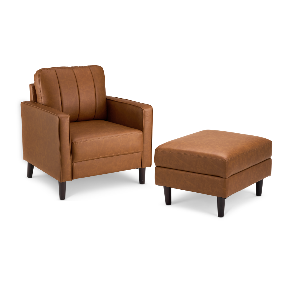 Shop Bush Home Max Accent Chair and Storage Ottoman, Image 01, MAX002BCL, #color_buffed camel leather