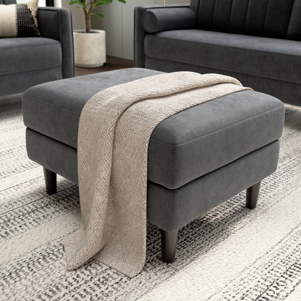 Shop Bush Home Max Storage Ottoman with Tray, Image 02, MXO130IGC-03, #color_iron gray chenille fabric