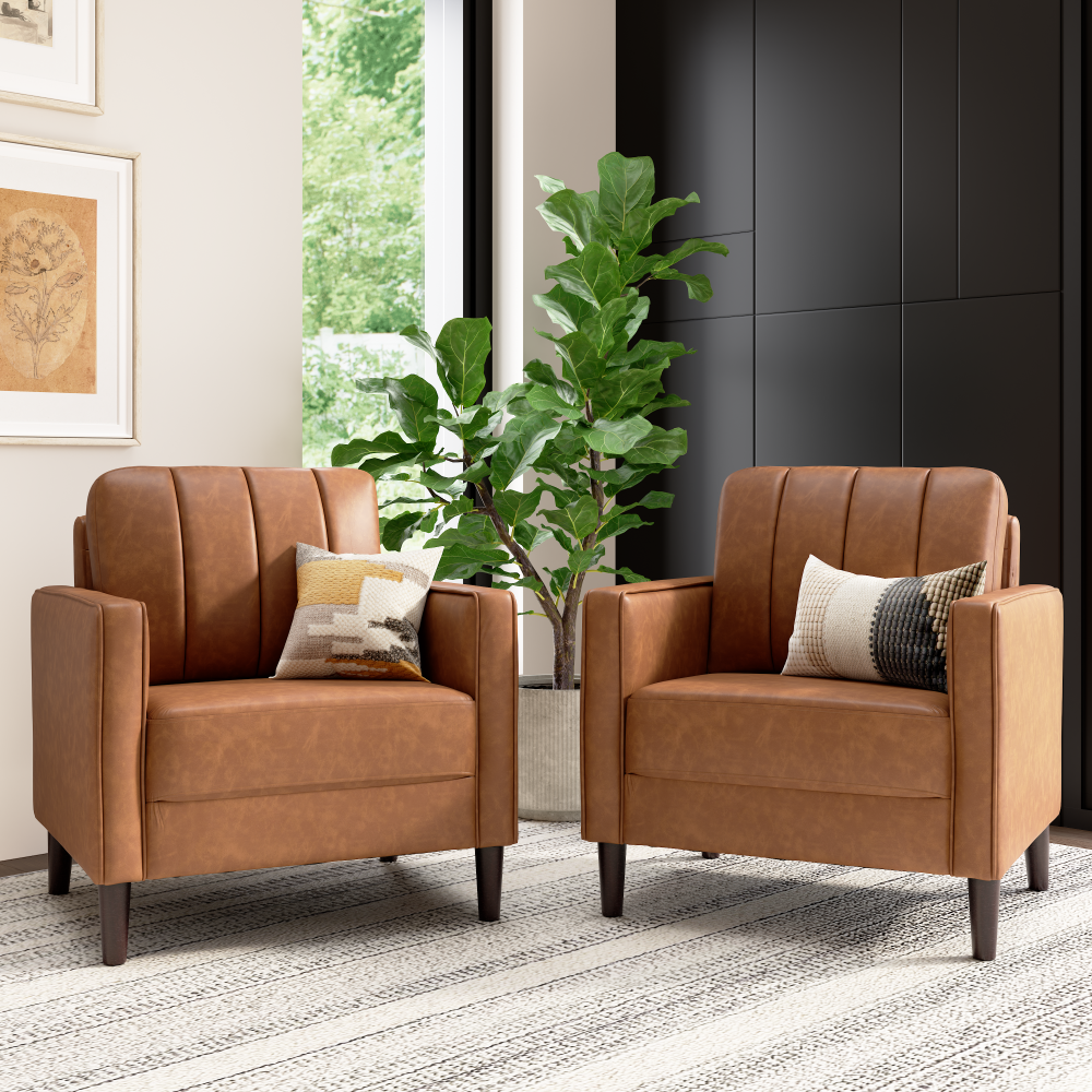 Shop Bush Home Max 32W Accent Chair - Set of 2, Image 02, MAX001BCL, #color_buffed camel leather