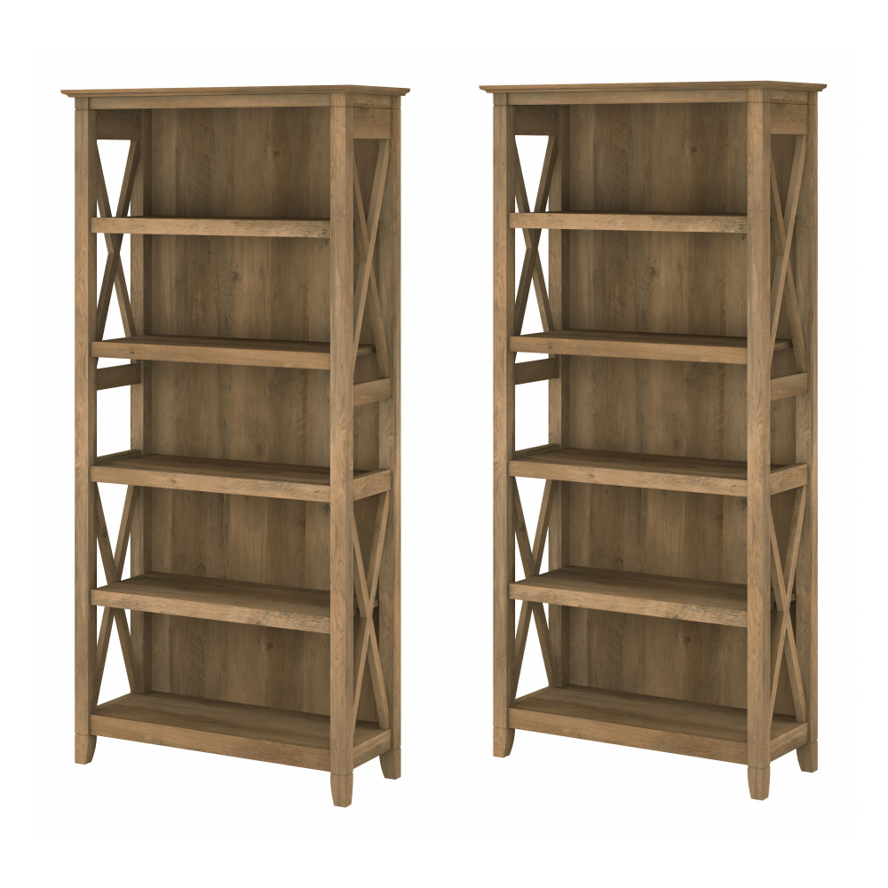 Shop Bush Furniture Key West 5 Shelf Bookcase Set, Image 01, KWS046RCP, #color_reclaimed pine