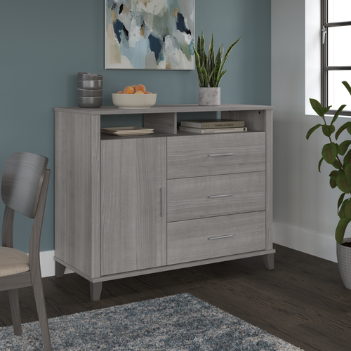 Shop Bush Furniture Somerset Tall Sideboard Buffet Cabinet, Image 02, STV148PGK-Z1, #color_platinum gray