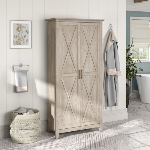 Shop Bush Furniture Key West Bathroom Storage Cabinet with Doors, Image 02, KWS266WG-Z1, #color_washed gray