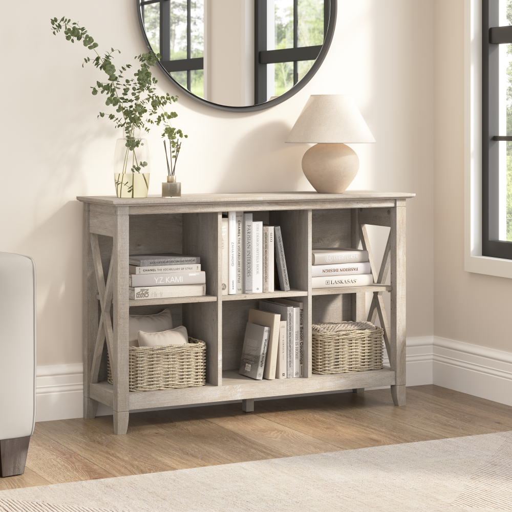 Shop Bush Furniture Key West 6 Cube Bookcase, Image 02, KWB146WG-03, #color_washed gray