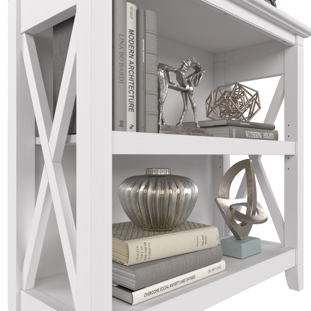 Shop Bush Furniture Key West Small 2 Shelf Bookcase, Image 04, KWB124WT-03, #color_pure white oak