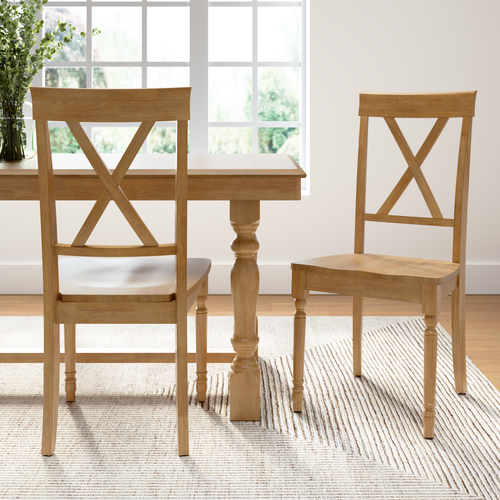 Shop Bush Furniture Sterling Cross Back Dining Chairs - Set of 2, Image 02, SLCH01NHS-03, #color_natural honey brown