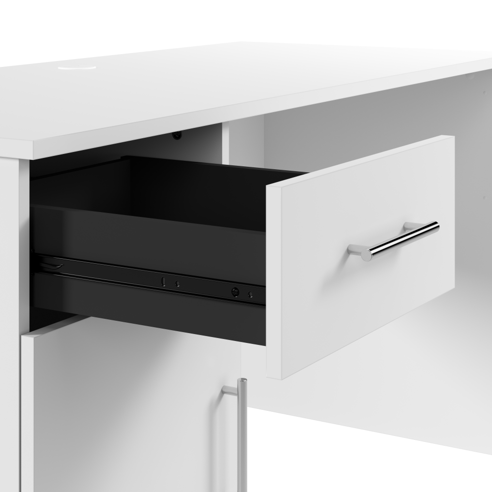Shop Bush Furniture Somerset 54W Office Desk with Drawer and Storage Cabinet, Image 04, WC81954, #color_white