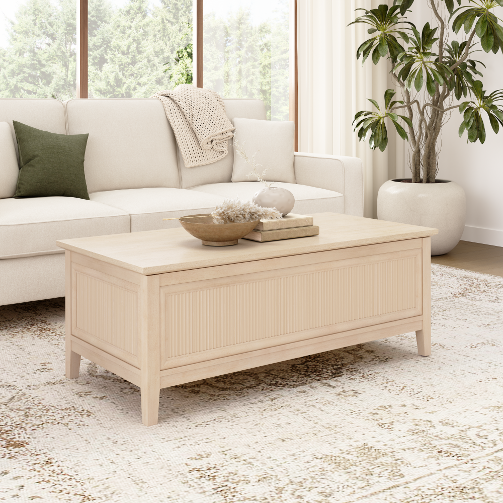 Shop Bush Home Camille 47W Fluted Lift Top Coffee Table with Storage, Image 02, CMT147NB-03, #color_natural birch