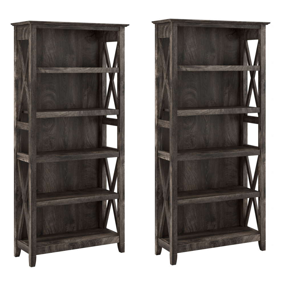 Shop Bush Furniture Key West 5 Shelf Bookcase Set, Image 01, KWS046GH, #color_dark gray hickory