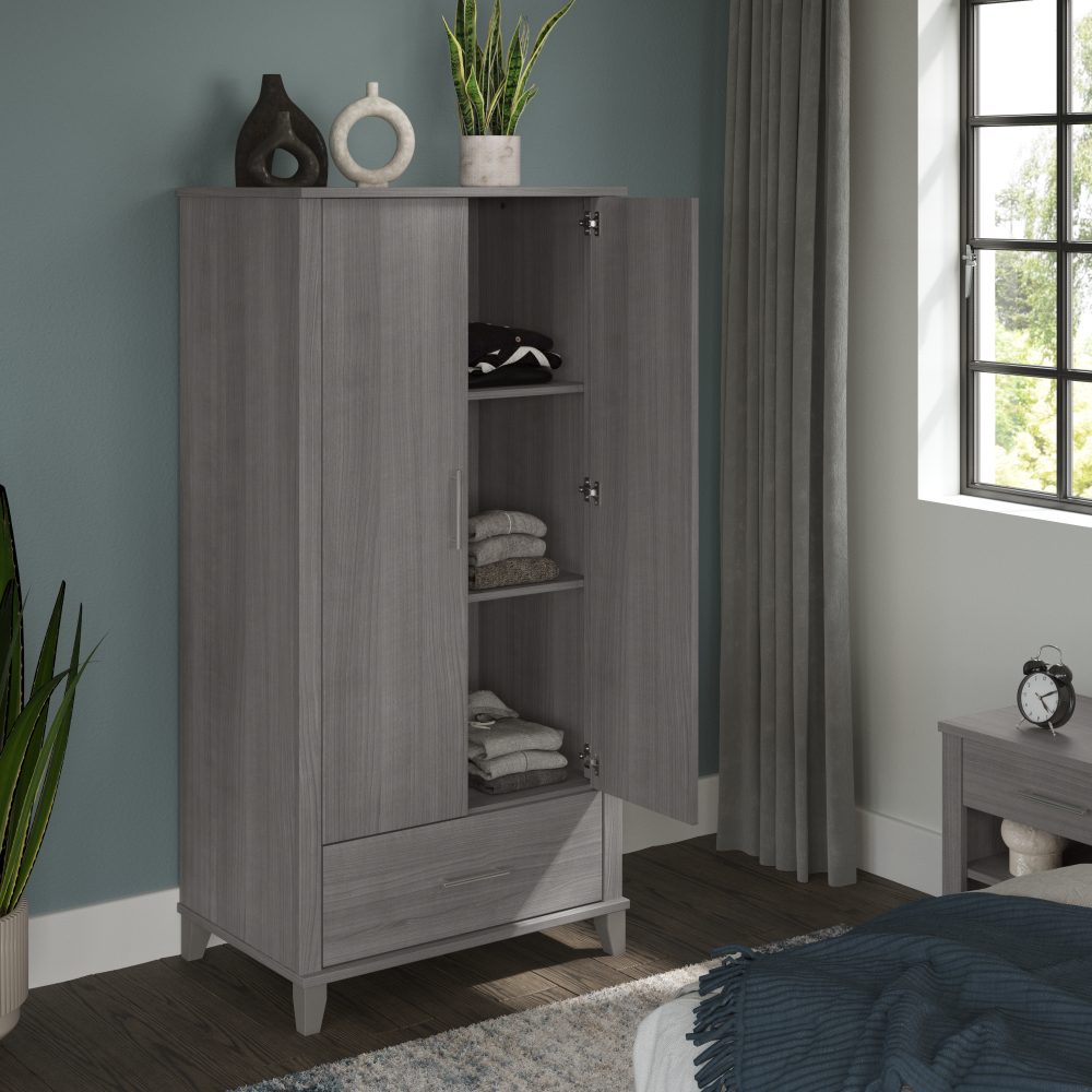 Shop Bush Furniture Somerset Large Armoire Cabinet, Image 04, STS166PGK, #color_platinum gray