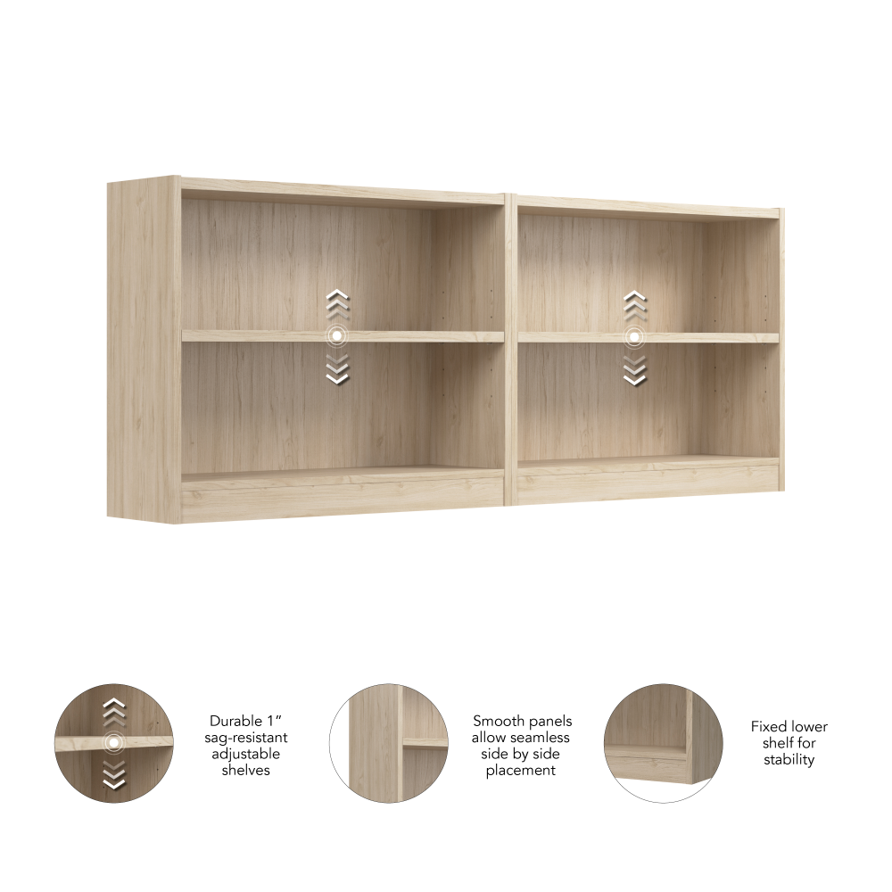 Shop Bush Furniture Universal Small 2 Shelf Bookcase - Set of 2, Image 05, UB001NE, #color_natural elm