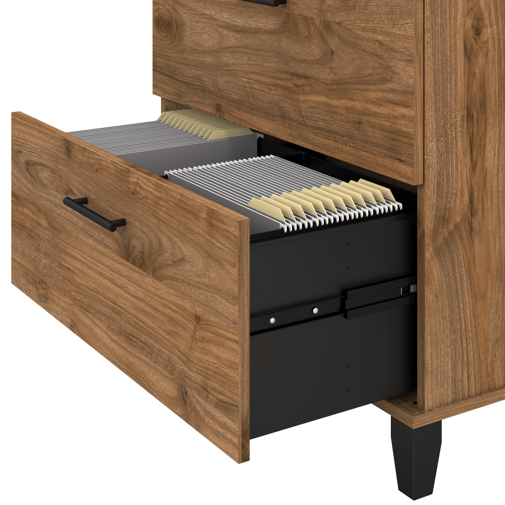 Shop Bush Furniture Somerset 72W L Shaped Desk with Hutch, Lateral File Cabinet and Bookcase, Image 06, SET012FW, #color_fresh walnut