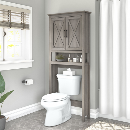Shop Bush Furniture Key West Over The Toilet Storage Cabinet, Image 02, KWS268DG-03, #color_driftwood gray