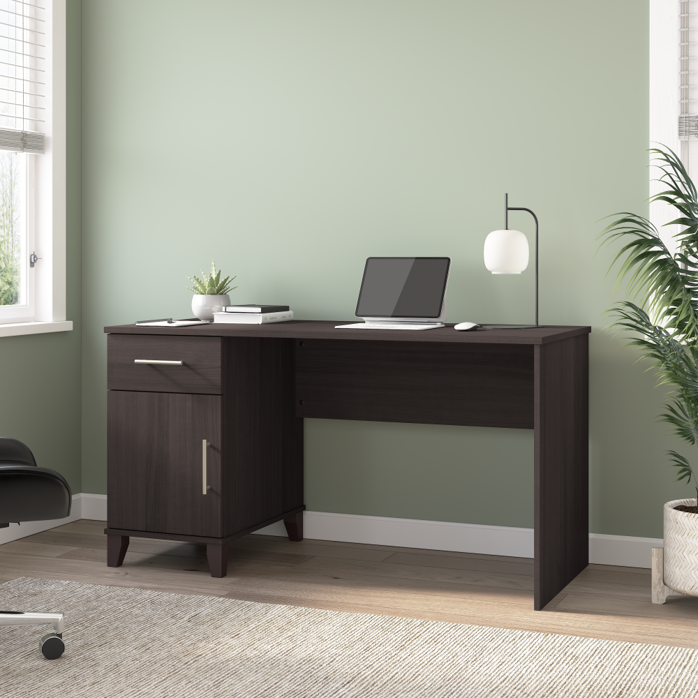 Shop Bush Furniture Somerset 54W Office Desk with Drawer and Storage Cabinet, Image 02, WC81554, #color_storm gray