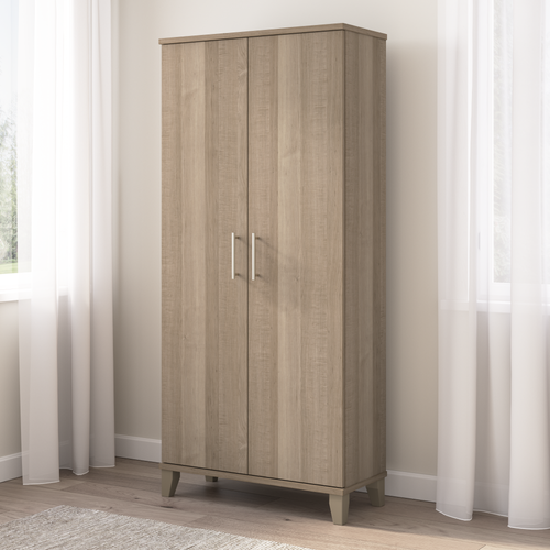 Shop Bush Furniture Somerset Tall Storage Cabinet with Doors and Shelves, Image 02, STS165AG, #color_ash gray