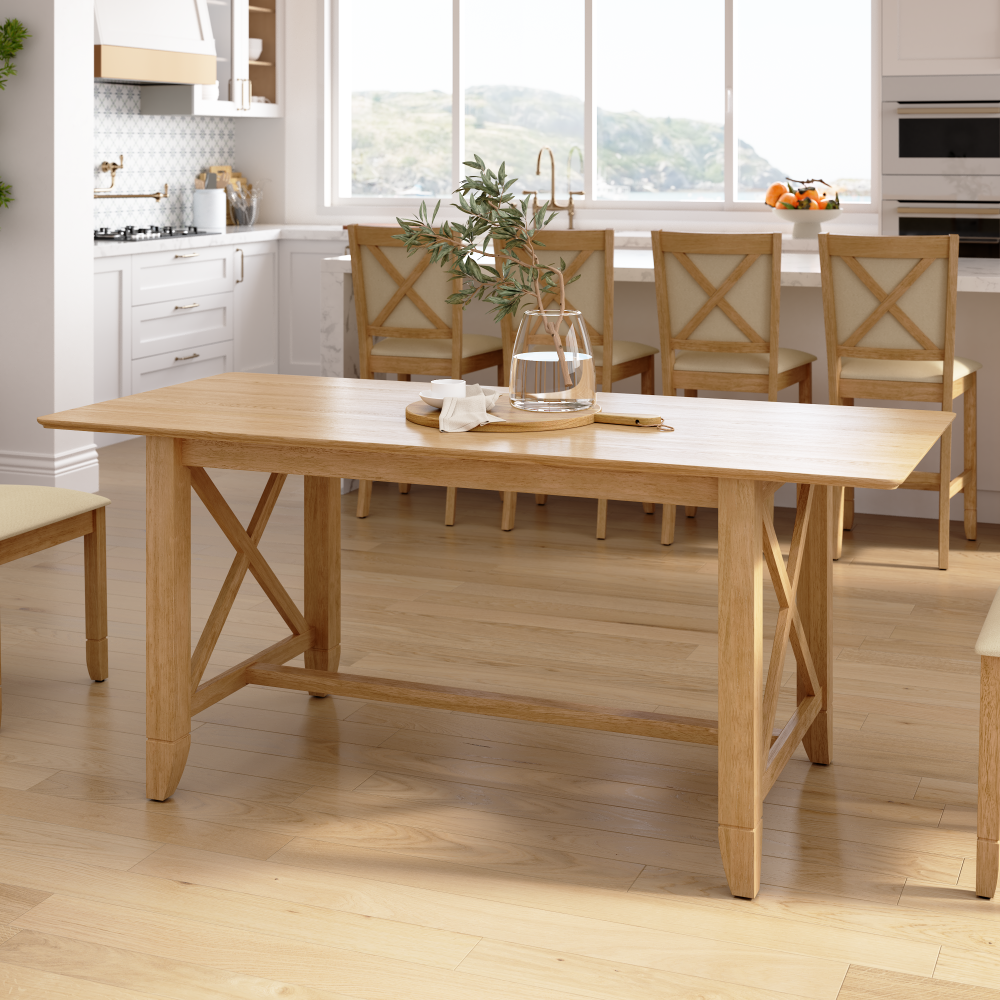 Shop Bush Home Key West 70W Cross Base Dining Table, Image 02, KWT01BO-03, #color_blonde oak