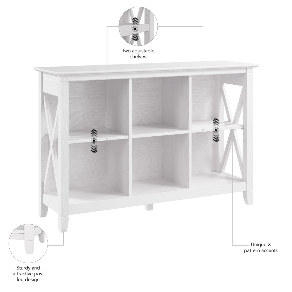 Shop Bush Furniture Key West 6 Cube Bookcase, Image 07, KWB146WT-03, #color_pure white oak