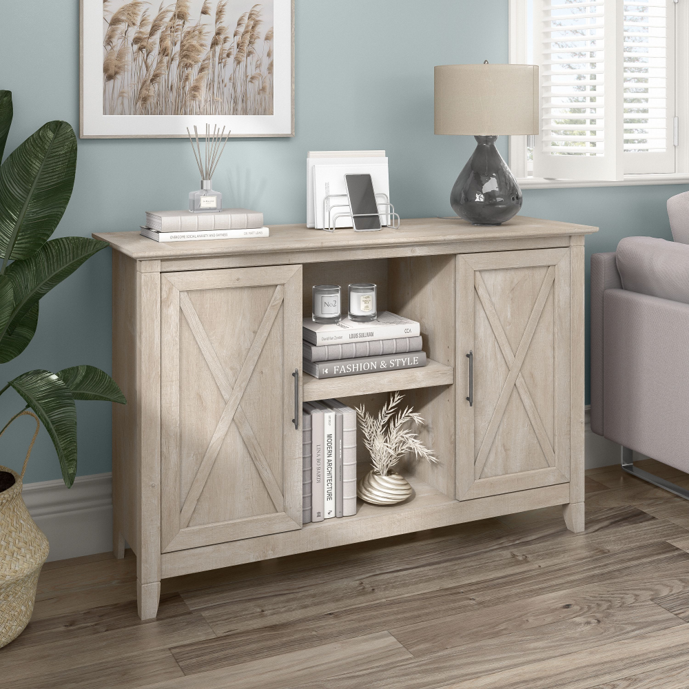 Shop Bush Furniture Key West Accent Cabinet with Doors, Image 02, KWS146WG-03, #color_washed gray