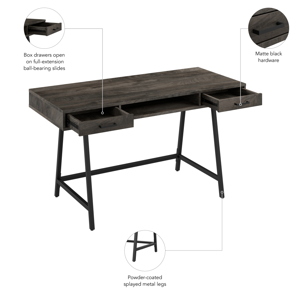 Shop Bush Furniture Steele 54W Writing Desk, Image 07, SED154GH-03, #color_dark gray hickory