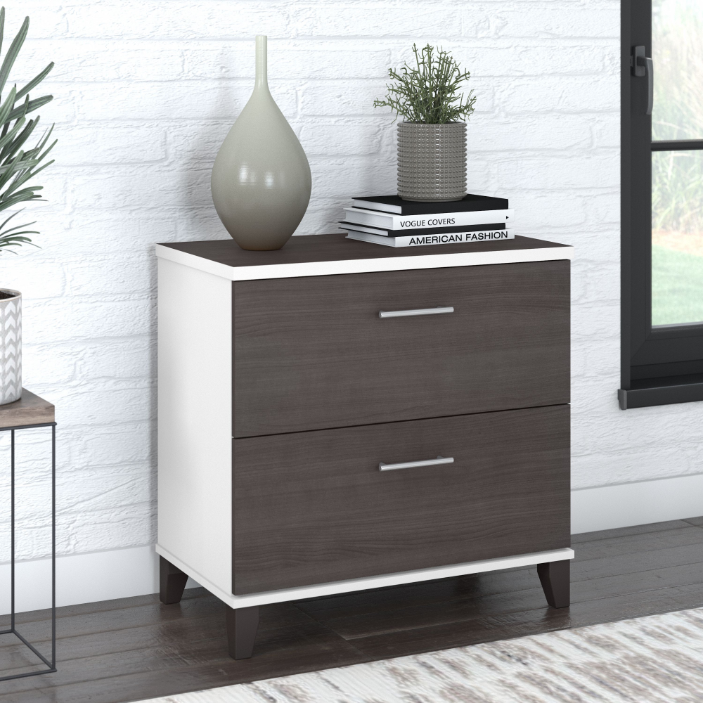 Shop Bush Furniture Somerset 2 Drawer Lateral File Cabinet, Image 02, WC81080, #color_storm gray/white