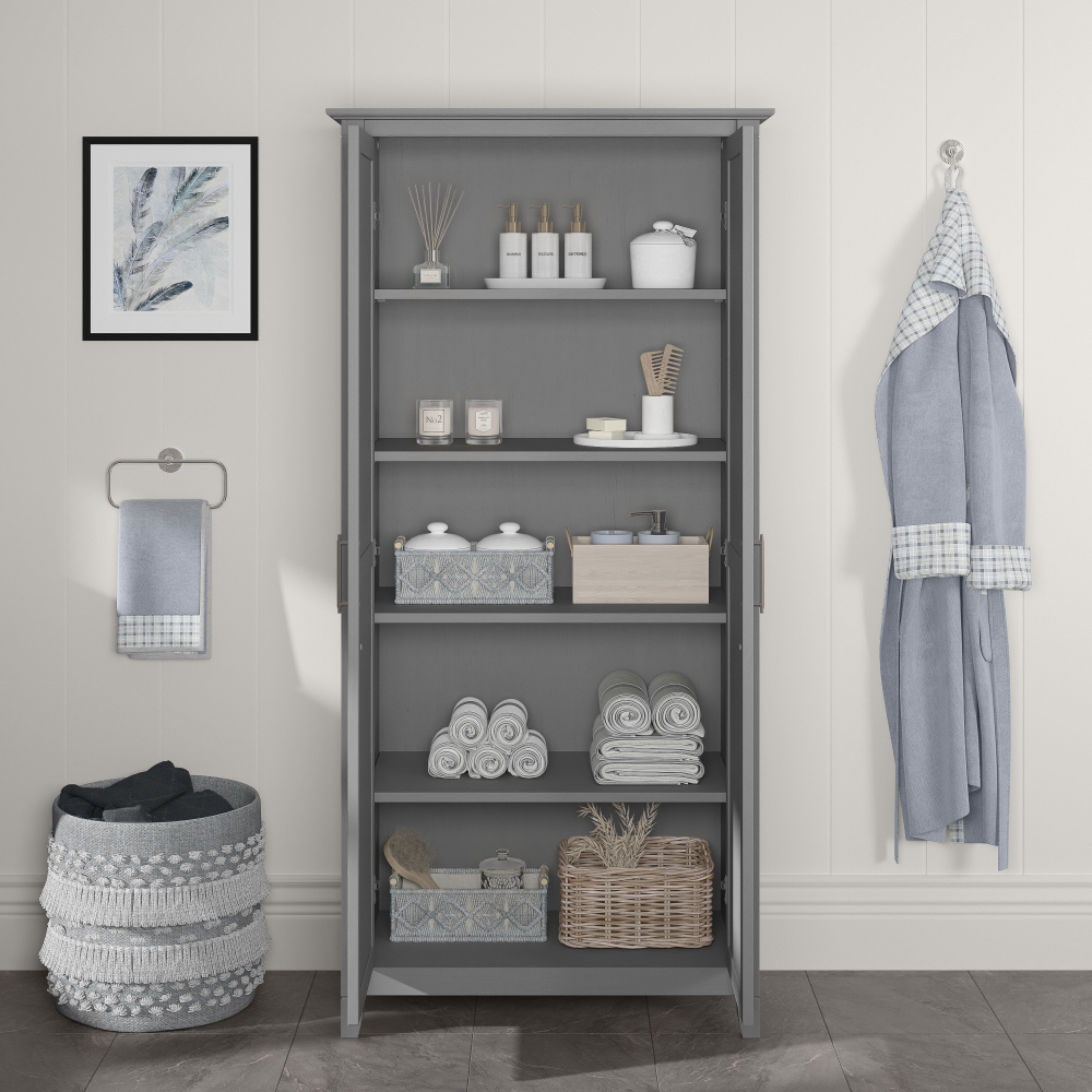 Shop Bush Furniture Key West Bathroom Storage Cabinet with Doors, Image 04, KWS266CG-Z1, #color_cape cod gray