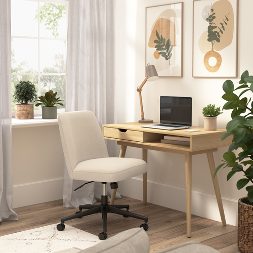 Shop Bush Furniture Nora 40W x 20D Small Writing Desk and Chair Set, Image 02, NRA001NO, #color_natural oak