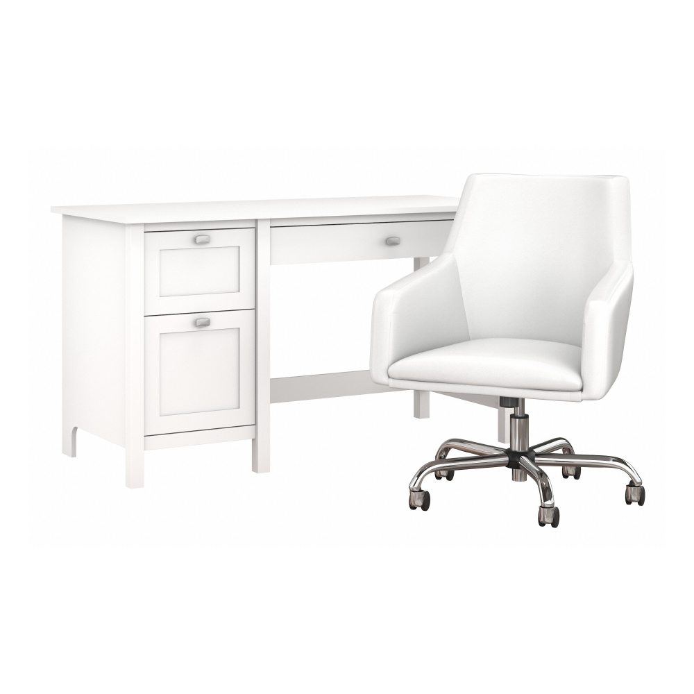 Shop Bush Furniture Broadview 54W Computer Desk and Chair Set, Image 01, BD021WH, #color_pure white