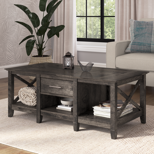 Shop Bush Furniture Key West Coffee Table with Storage, Image 02, KWT148GH-03, #color_dark gray hickory