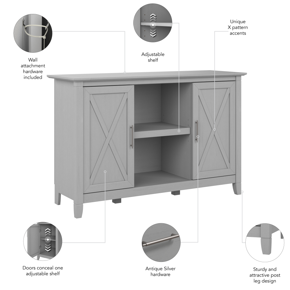 Shop Bush Furniture Key West Accent Cabinet with Doors, Image 07, KWS146CG-03, #color_cape cod gray