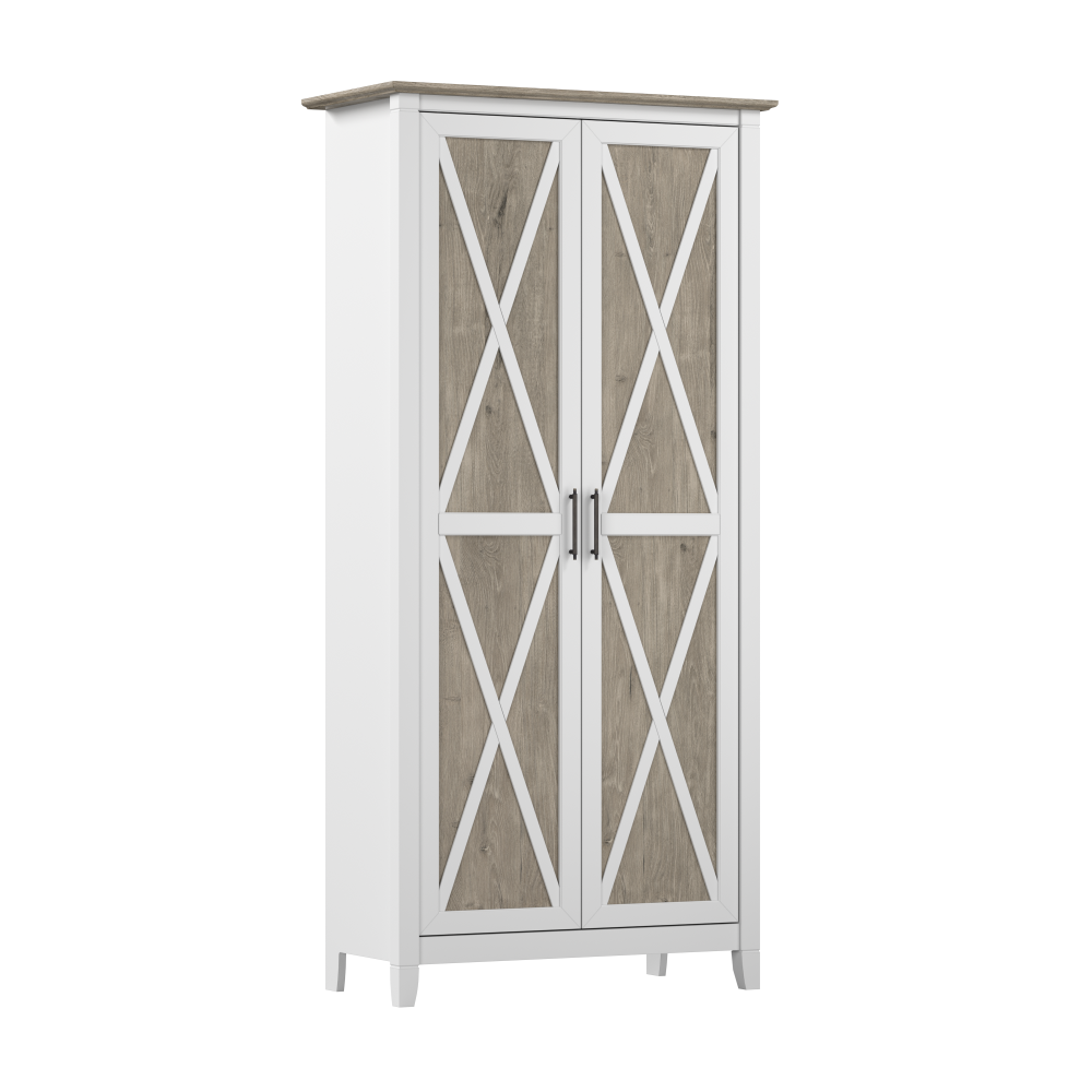 Shop Bush Furniture Key West Tall Bathroom Cabinet with Doors and Shelves, Image 01, KWS266G2W-Z1, #color_shiplap gray/pure white