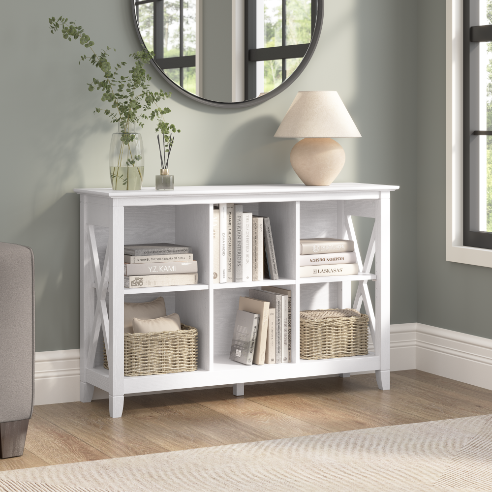 Shop Bush Furniture Key West 6 Cube Bookcase, Image 02, KWB146WT-03, #color_pure white oak