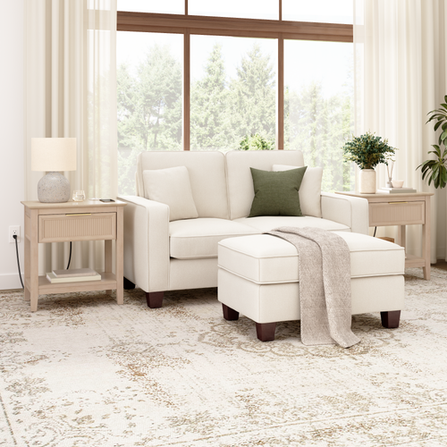 Shop Bush Home Camille Fluted End Table with Drawer - Set of 2, Image 02, CML002NB, #color_natural birch