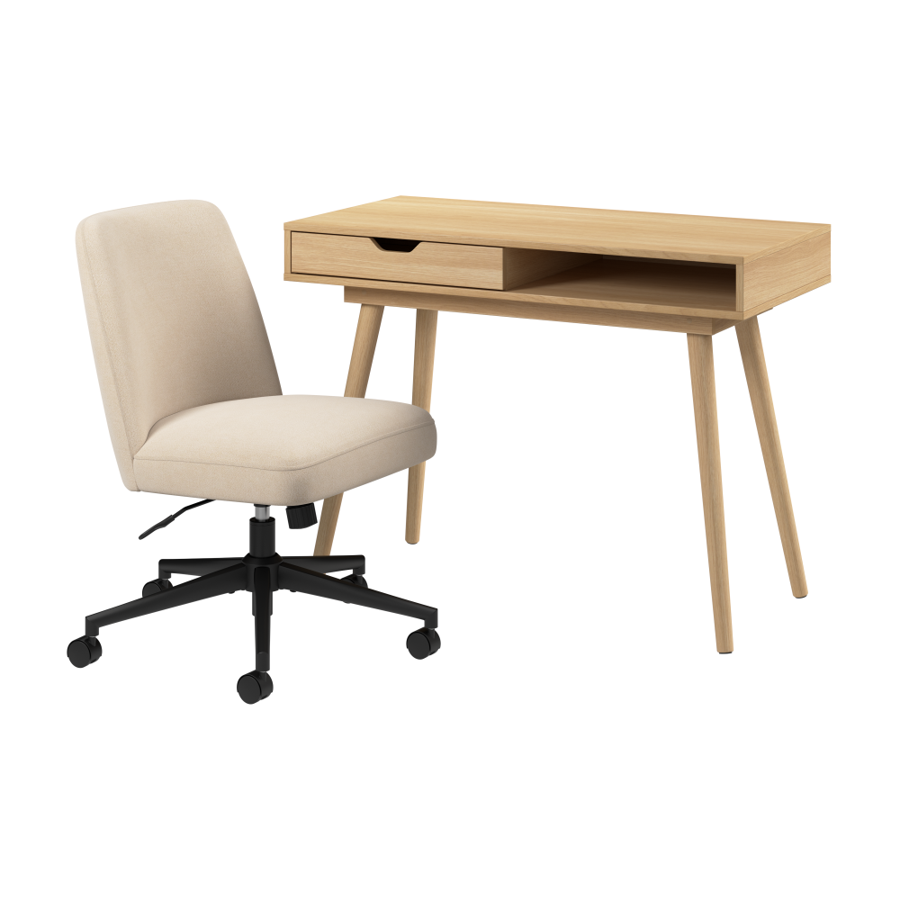 Shop Bush Furniture Nora 40W x 20D Small Writing Desk and Chair Set, Image 01, NRA001NO, #color_natural oak