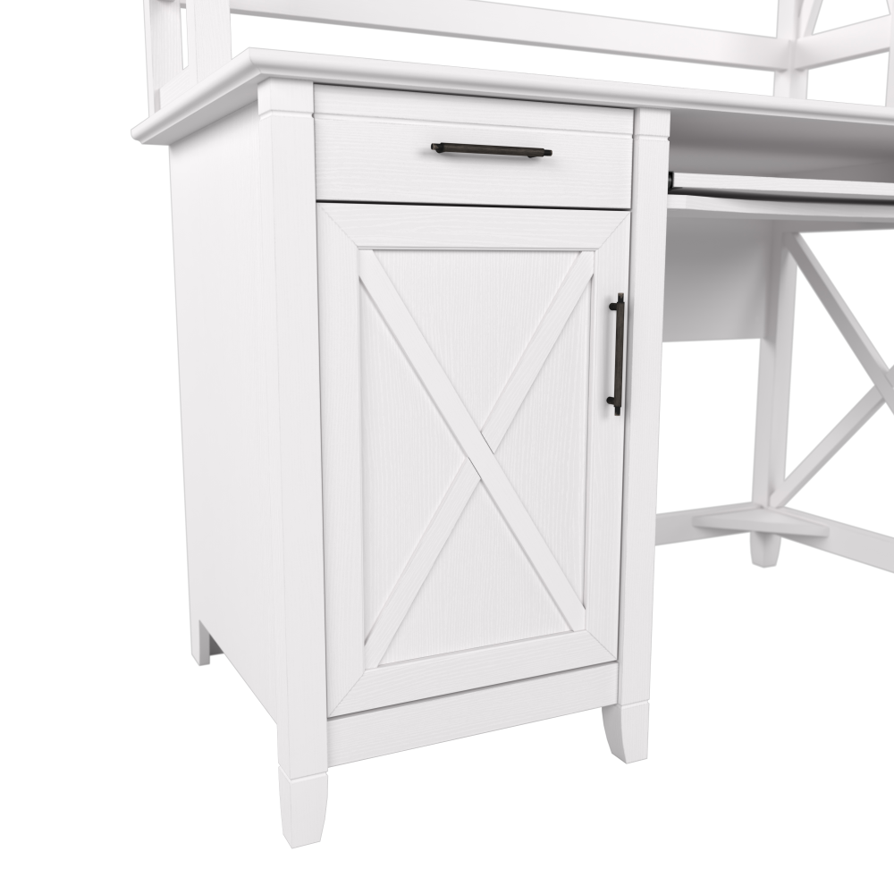 Shop Bush Furniture Key West 48W Small Computer Desk with Hutch, Image 06, KWD248WT-03, #color_pure white oak