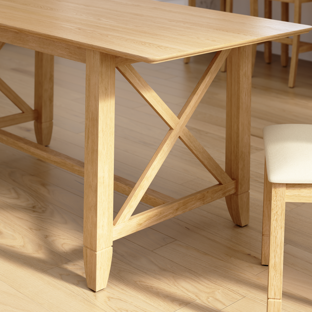 Shop Bush Home Key West 70W Cross Base Dining Table, Image 05, KWT01BO-03, #color_blonde oak