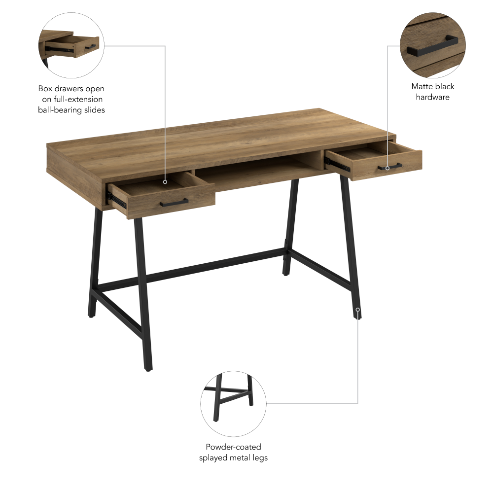 Shop Bush Furniture Steele 54W Writing Desk, Image 06, SED154RCP-03, #color_reclaimed pine